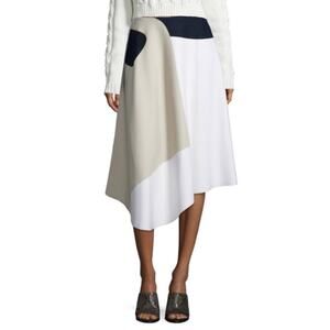 Tibi Colorblock Asymmetrical Wool Skirt